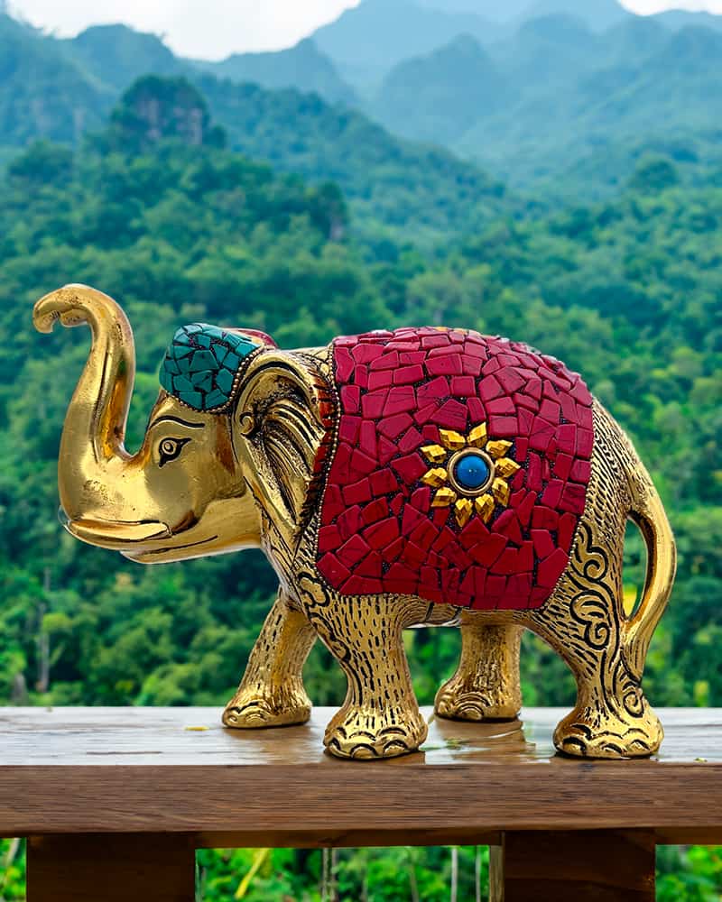 Elephant Brass Finish Antique Idol